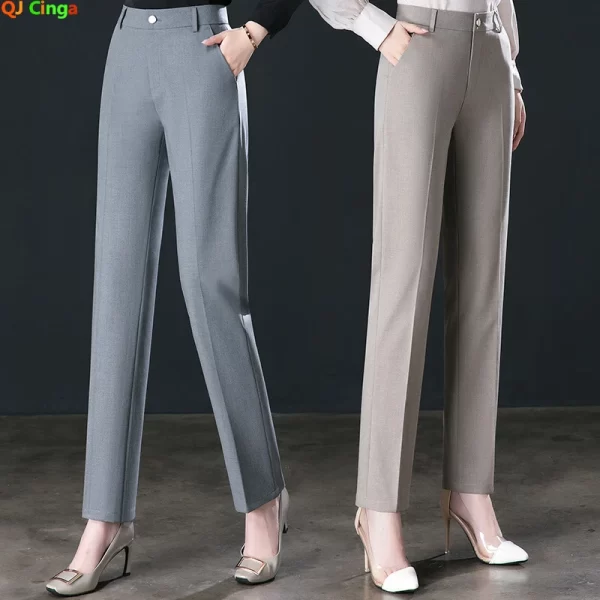 2024 New Fashion Trousers Women's High Waisted Straight Suit Pants Loose Dress Pants Black Beige Grey Slacks Women Pantalones - Image 2