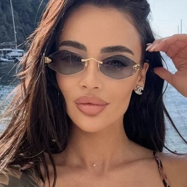 Fashion Small Polygonal Sunglasses for Women Luxury Brand Rmless Brown Rhombus Sun Glasses Woman Vintage Metal Shades Eyewear - Image 3