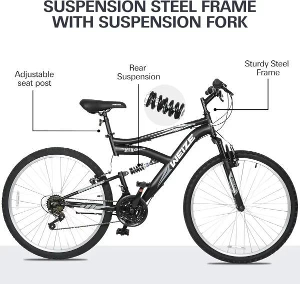 Mountain Bike 26 inch Outdoor Cycling Bike 18-Speed/High-Carbon Steel/Dual Full Suspension Adjustable Ergonomic Seat - Image 4
