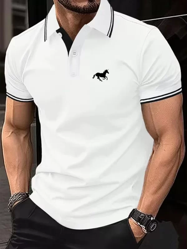 New Men's T-shirt Classic Short sleeved Polo Shirt Summer Top Casual T-shirt Button Lapel Super Large S-3XL Casual Polo Shirt - Image 3