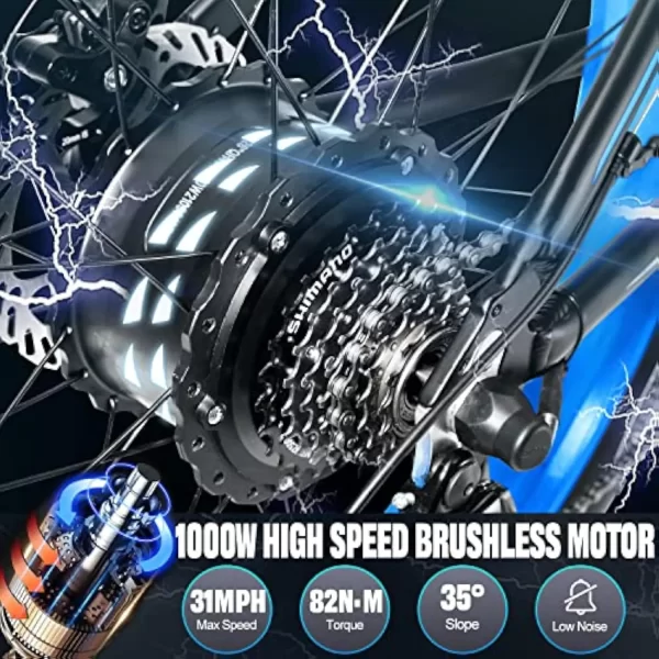 Electric Bike for Adults, 5000W/1500W Peak 45/31MPH,60V 26AH,48V/17.5AH E-Bike,Dual/Single Motor Electric ebike, 26 Fat Tire D - Image 4