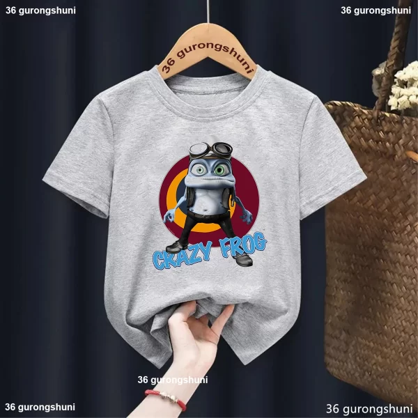 New Summer Style Boys T-Shirt Funny Crazy Frog Cartoon Print Tshirt Kids Fashion Trendy Boys Clothes White O-Neck Girl Shirt Top - Image 5