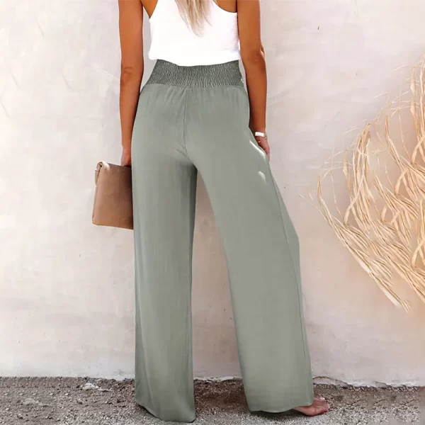 2024 Summer Cotton Linen Wide Leg Pants for Women Pants Full Length Casual Pants Female Solid Loose High Waist Straight Trousers - Image 3