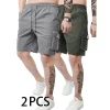 3-Piece Mixed Color Men's Elastic Waist Work Shorts With Side Pockets Suitable For Summer Outdoor Leisure And Work Man Clothing - Image 13