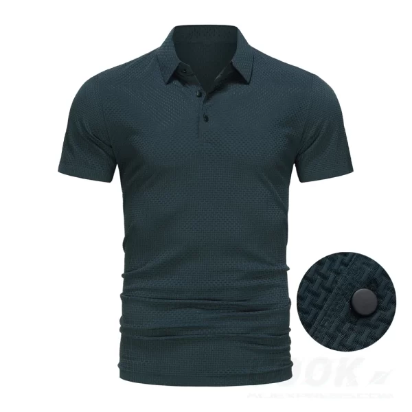 Upto EUR Sizes Tall Man Brand Top-Quality Men's Golf Shirt Lop-up Hollow Short-sleeved Polo Shirt SummerIce Silk Breathable Tee - Image 10