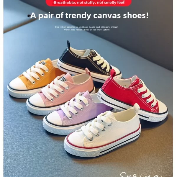 Children's Low-top Canva Shoes 2024 Spring New Style White Candy Color Men's Women's Children's Parent-child Board Shoes - Image 4