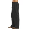 Men's Cotton Linen Pants Loose Cool Casual Long Pants Elastic Waist Long Pant Casual Large Size Streetwear Lightweight Trousers - Image 9