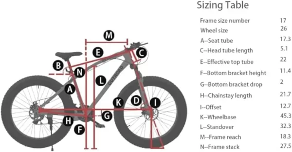 Outroad Fat Tire Mountain Bike with 26 inch Wheels 21 Speed with High Carbon Steel Frame Double Disc Brake Anti-Slip Bikes - Image 6