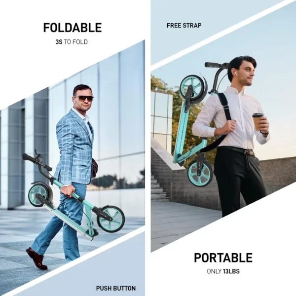 AQWAYPLUS Kick Scooter Ages 6 ,Kid,Teens & Adults. Max Load 240 LBS. Foldable,Lightweight,8IN Big Wheels for Kids,Teen and A - Image 3