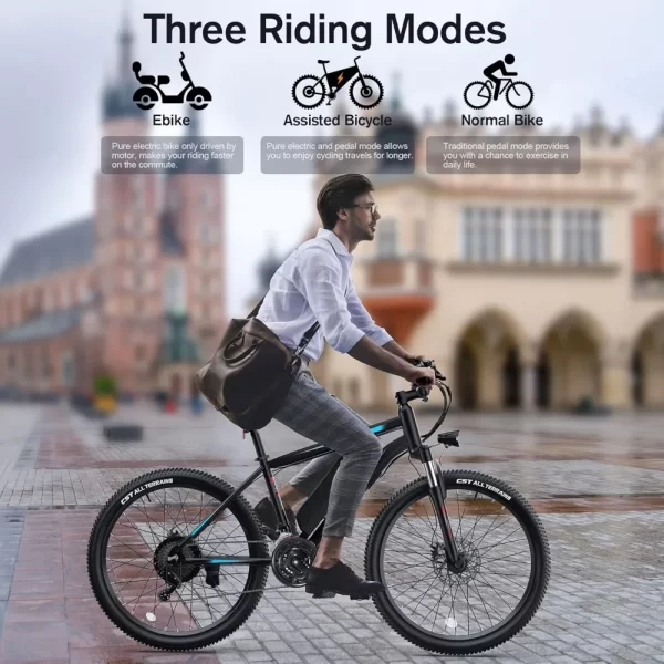27.5" Electric Bike, 21.6MPH Electrics Bicycles Electric Mountain Bike, 48V 499WH Removable Lithium Battery, 21-Speed Gears - Image 5