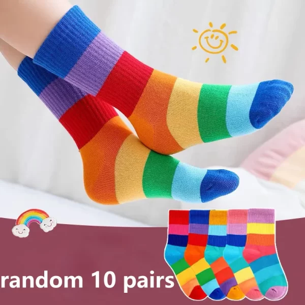 1/5/10/20 pairs/lot Girls Kids Socks Rainbow Striped Cute Children Ankle Short Breathable Cotton Fashion Toddler Sock - Image 8