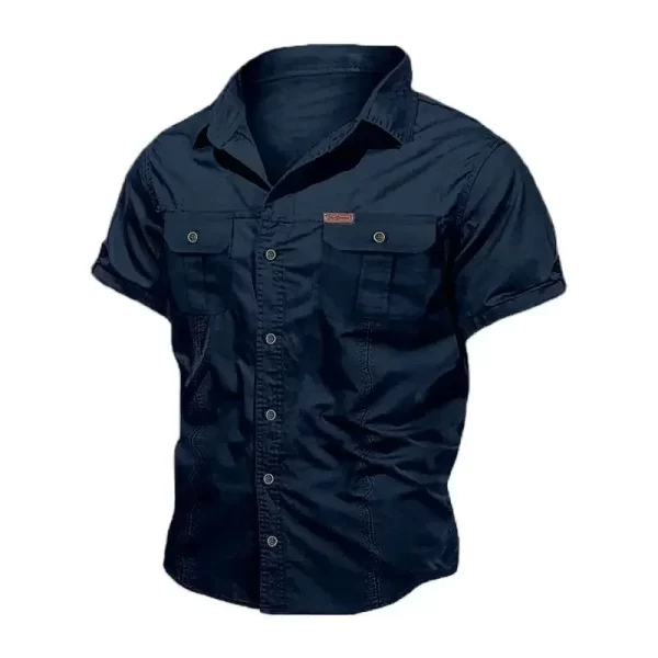 New Men's Work Shirt Casual Retro 100% Cotton Short Sleeve Flying Cargo Shirt Men's Summer Fishing Hunting Multi Pocket Shirt - Image 14