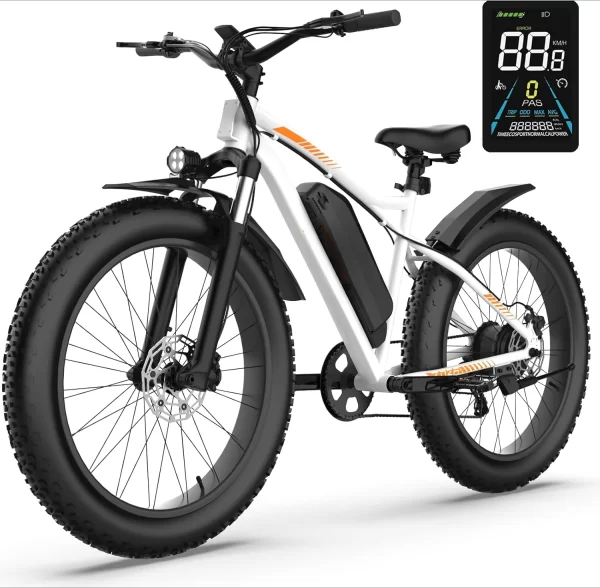 26" Fat Tire E Bike, 1500W Motor, 48V 14.5Ah Electric Bike, 72 Miles & 28 Mph, Electric Bicycle with 7 Speed and Dual Suspension - Image 7