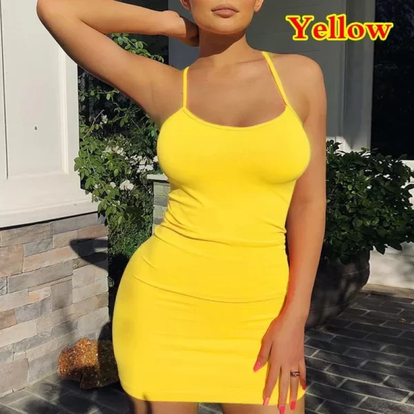 Summer Spaghetti Strap Mini Dress 2024 Women Sexy Bodycon Club Party Dresses Short Female Camisole Solid Black Sheath Sundress - Image 10