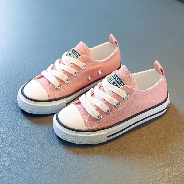 Children's Low-top Canva Shoes 2024 Spring New Style White Candy Color Men's Women's Children's Parent-child Board Shoes - Image 3