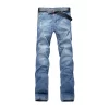 Men washed Holes Ripped Patchwork Jeans Streetwear Light Blue Denim Slim Skinny Pencil Pants Oversize men Trousers jean man - Image 4