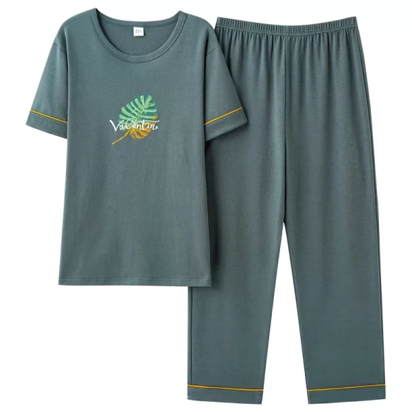 New Summer Fashion Men's Sleepwear Soft Cotton Pajamas Set for Gentleman Round Collar Grey Plain Loose Loungewear for Young Man - Image 13