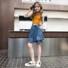 Girls ruffled skirt summer children's thin pants girls big children summer personality simple denim skirt wear 5-14 years old - Image 2