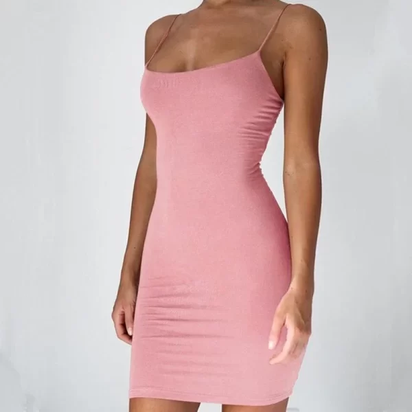 Summer Spaghetti Strap Mini Dress 2024 Women Sexy Bodycon Club Party Dresses Short Female Camisole Solid Black Sheath Sundress - Image 9