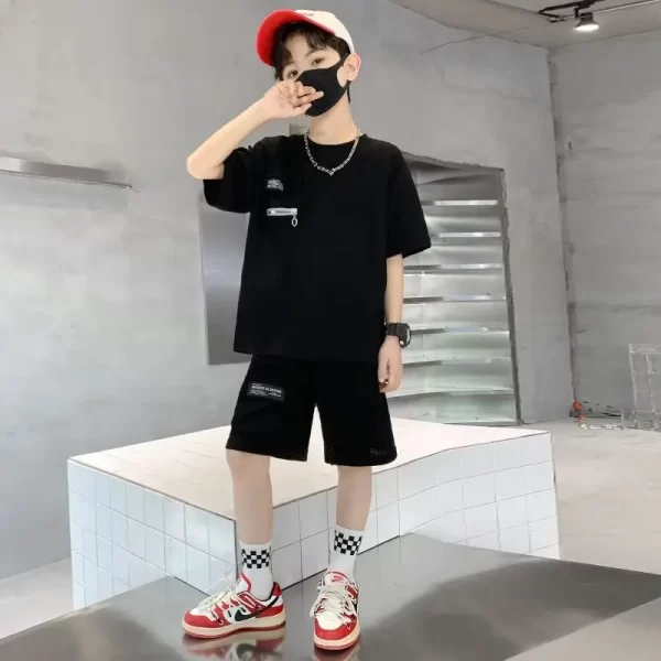 Korean Children's Top and Bottom Clothes Set 2025 Comfortable Sports Casual Summer Kids Boys T-Shirt+Shorts 2-Piece Set 4-13Y - Image 5