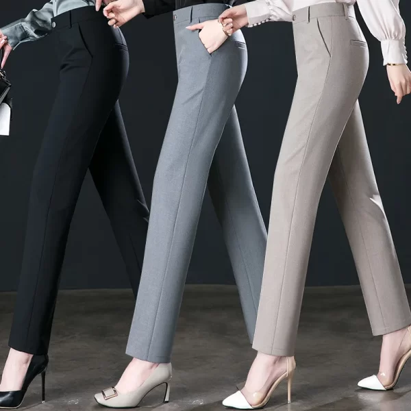 2024 New Fashion Trousers Women's High Waisted Straight Suit Pants Loose Dress Pants Black Beige Grey Slacks Women Pantalones - Image 3