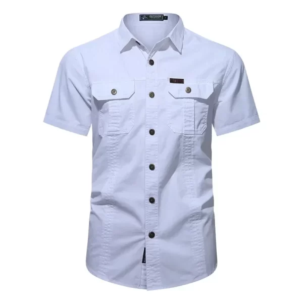 New Men's Work Shirt Casual Retro 100% Cotton Short Sleeve Flying Cargo Shirt Men's Summer Fishing Hunting Multi Pocket Shirt - Image 8