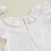 FOCUSNORM 0-18M Lovely Baby Girls Cute Rompers Bow Embroidery Ruffles Fly Sleeve Infant Bodysuits Jumpsuits - Image 6
