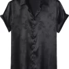 Summer Men Shirt Turn-down Collar Single-breasted Short Sleeve Loose Satin Applique Button Mid Length camisa para hombre - Image 5