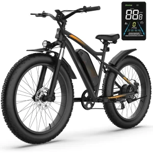 26" Fat Tire E Bike, 1500W Motor, 48V 14.5Ah Electric Bike, 72 Miles & 28 Mph, Electric Bicycle with 7 Speed and Dual Suspension
