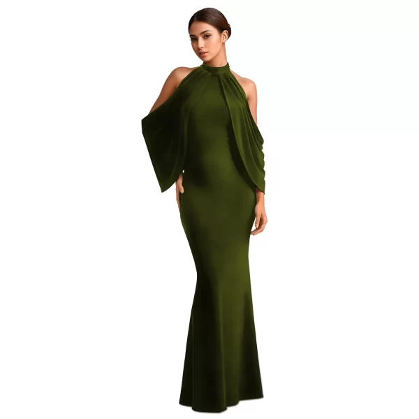 New Fashion Bat Sleeve Long Dresses 2025 Woman Solid Color O Neck Off Shoulder Mermaid Party Women Prom Gowns Birthday Vestidos - Image 9