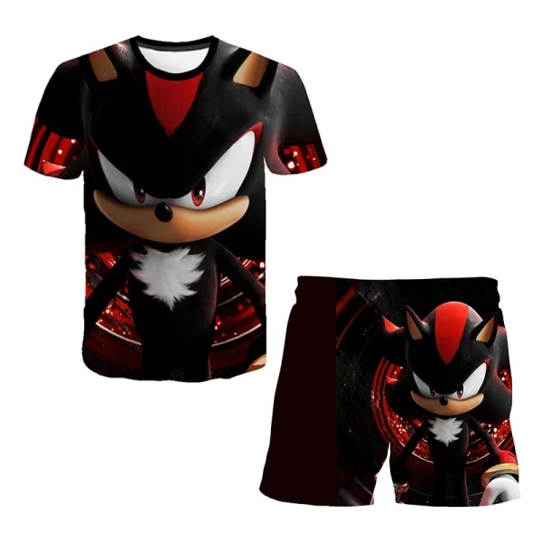 Sonic Fashion Girl 3D Top T-shirt Short Sleeve+Shorts Two Piece Set Girls and Boys Children's Top Short Sleeve - Image 18