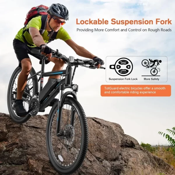 27.5" Electric Bike, 21.6MPH Electrics Bicycles Electric Mountain Bike, 48V 499WH Removable Lithium Battery, 21-Speed Gears - Image 3