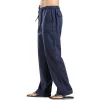 Men's Cotton Linen Pants Loose Cool Casual Long Pants Elastic Waist Long Pant Casual Large Size Streetwear Lightweight Trousers - Image 8