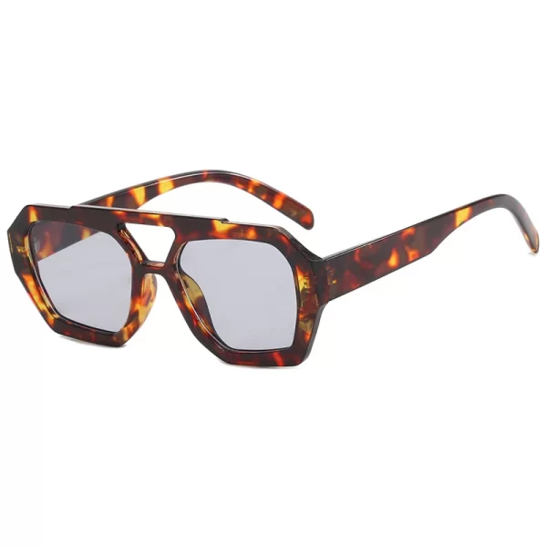 Vintage Square Sunglasses for Women Men Thick Frame Double Bridges Eyewear Female Fashion Chic Polygon Sun Glasses Leopard Blue - Image 8
