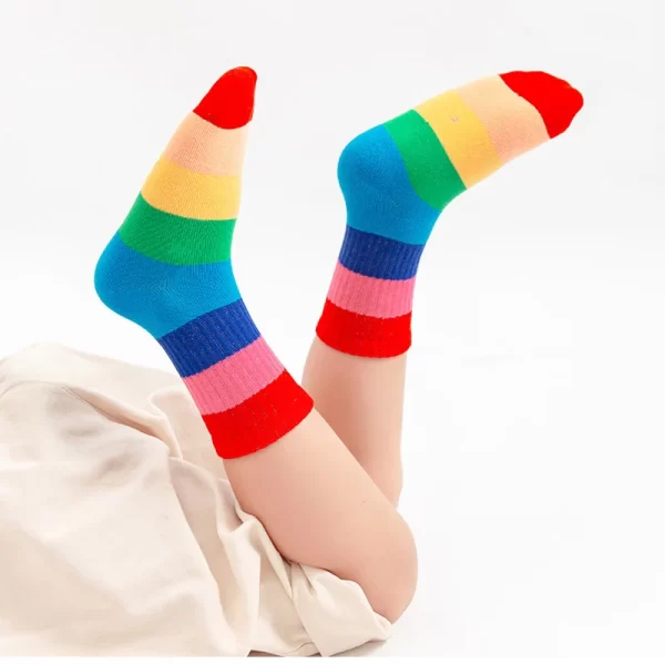 1/5/10/20 pairs/lot Girls Kids Socks Rainbow Striped Cute Children Ankle Short Breathable Cotton Fashion Toddler Sock - Image 4