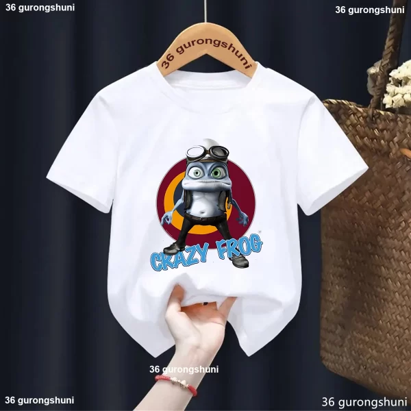 New Summer Style Boys T-Shirt Funny Crazy Frog Cartoon Print Tshirt Kids Fashion Trendy Boys Clothes White O-Neck Girl Shirt Top - Image 11