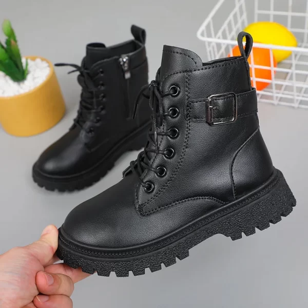 Real Soft Leather Children's Martin Boots Boys and Girls Single Boots Students Short Boots Boots