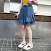 Girls ruffled skirt summer children's thin pants girls big children summer personality simple denim skirt wear 5-14 years old - Image 7