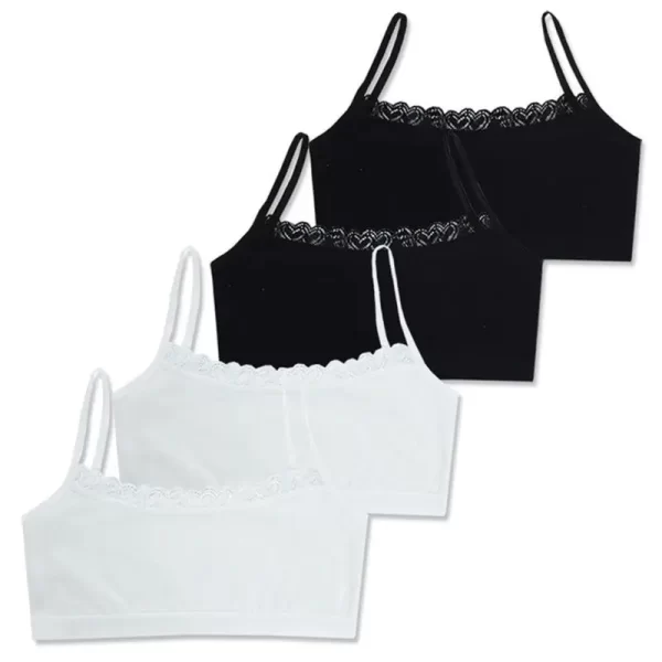 4pcs/Lot Children's Breast Care Girl Bra 8-14 Years Hipster Cotton Teens Teenage Underwear Summer Kids Lace Vest - Image 9