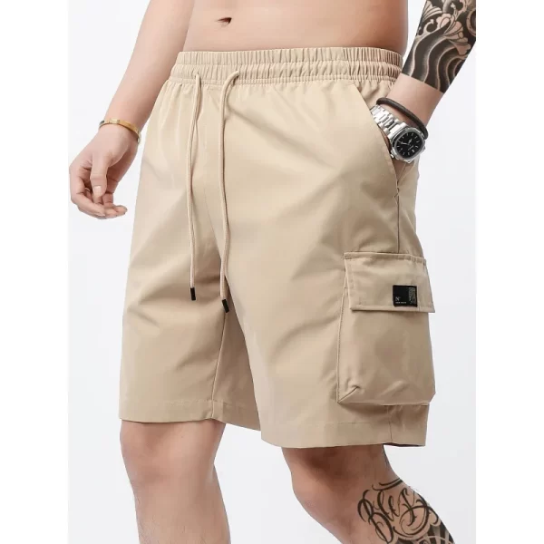 3-Piece Mixed Color Men's Elastic Waist Work Shorts With Side Pockets Suitable For Summer Outdoor Leisure And Work Man Clothing - Image 4