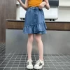 Girls ruffled skirt summer children's thin pants girls big children summer personality simple denim skirt wear 5-14 years old - Image 5