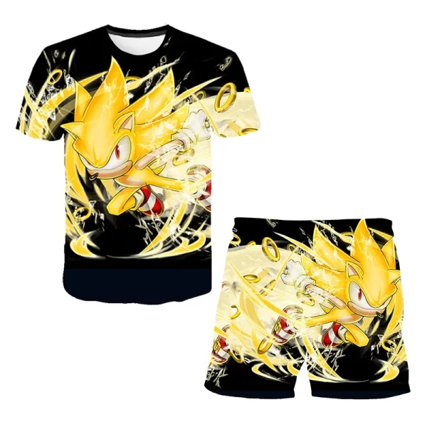 Sonic Fashion Girl 3D Top T-shirt Short Sleeve+Shorts Two Piece Set Girls and Boys Children's Top Short Sleeve - Image 20