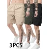 3-Piece Mixed Color Men's Elastic Waist Work Shorts With Side Pockets Suitable For Summer Outdoor Leisure And Work Man Clothing - Image 17