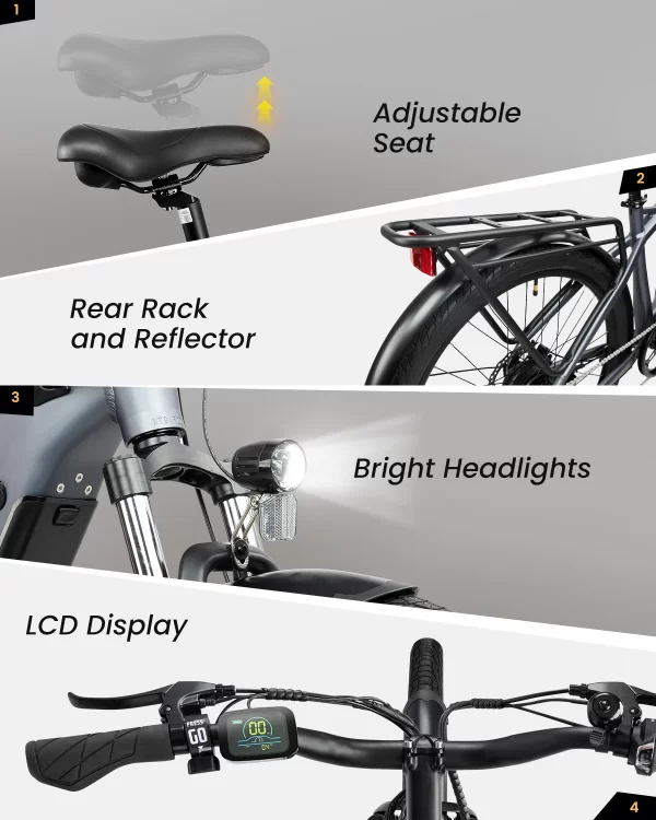 VEEFA Peak 1000W Electric Bike for Adults 27.5' 48V Ebike with Built-in Removable Battery up to 24Mph 80 Miles Commuter E-Bike - Image 5