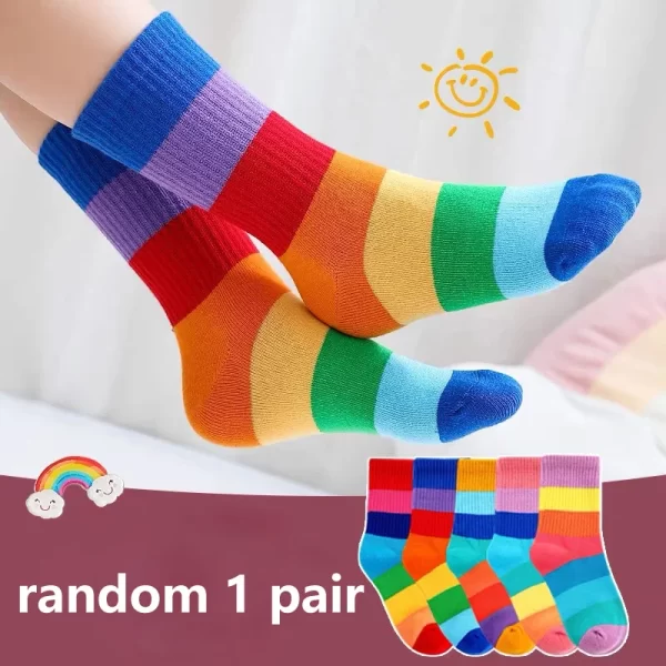 1/5/10/20 pairs/lot Girls Kids Socks Rainbow Striped Cute Children Ankle Short Breathable Cotton Fashion Toddler Sock - Image 10