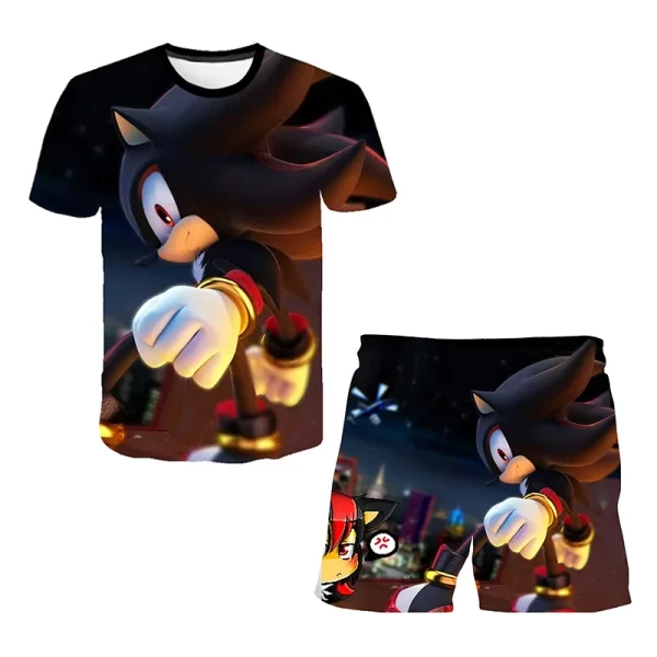 Sonic Fashion Girl 3D Top T-shirt Short Sleeve+Shorts Two Piece Set Girls and Boys Children's Top Short Sleeve - Image 19