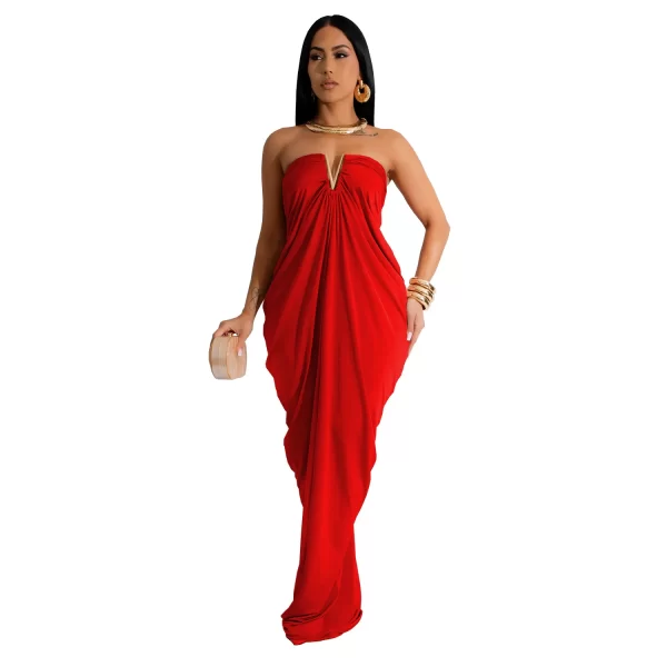 Summer Dress Woman 2025 New Deep V Neck Strapless Sleeveless Evening Prom Clothes Sexy Off Shoulder Backless Ladies Long Dress - Image 8