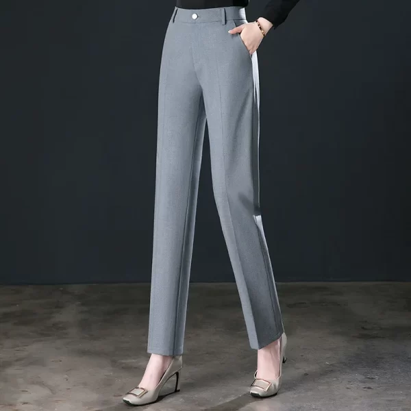 2024 New Fashion Trousers Women's High Waisted Straight Suit Pants Loose Dress Pants Black Beige Grey Slacks Women Pantalones - Image 4