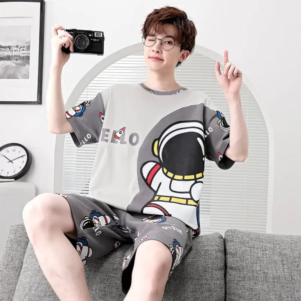 2 Piece Set Sleepwear Men Large Size Youth Pajamas Striped Bear Home Wear Man Nightwear Loungewear Comforts Breathable Casual - Image 3