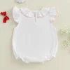 FOCUSNORM 0-18M Lovely Baby Girls Cute Rompers Bow Embroidery Ruffles Fly Sleeve Infant Bodysuits Jumpsuits - Image 3